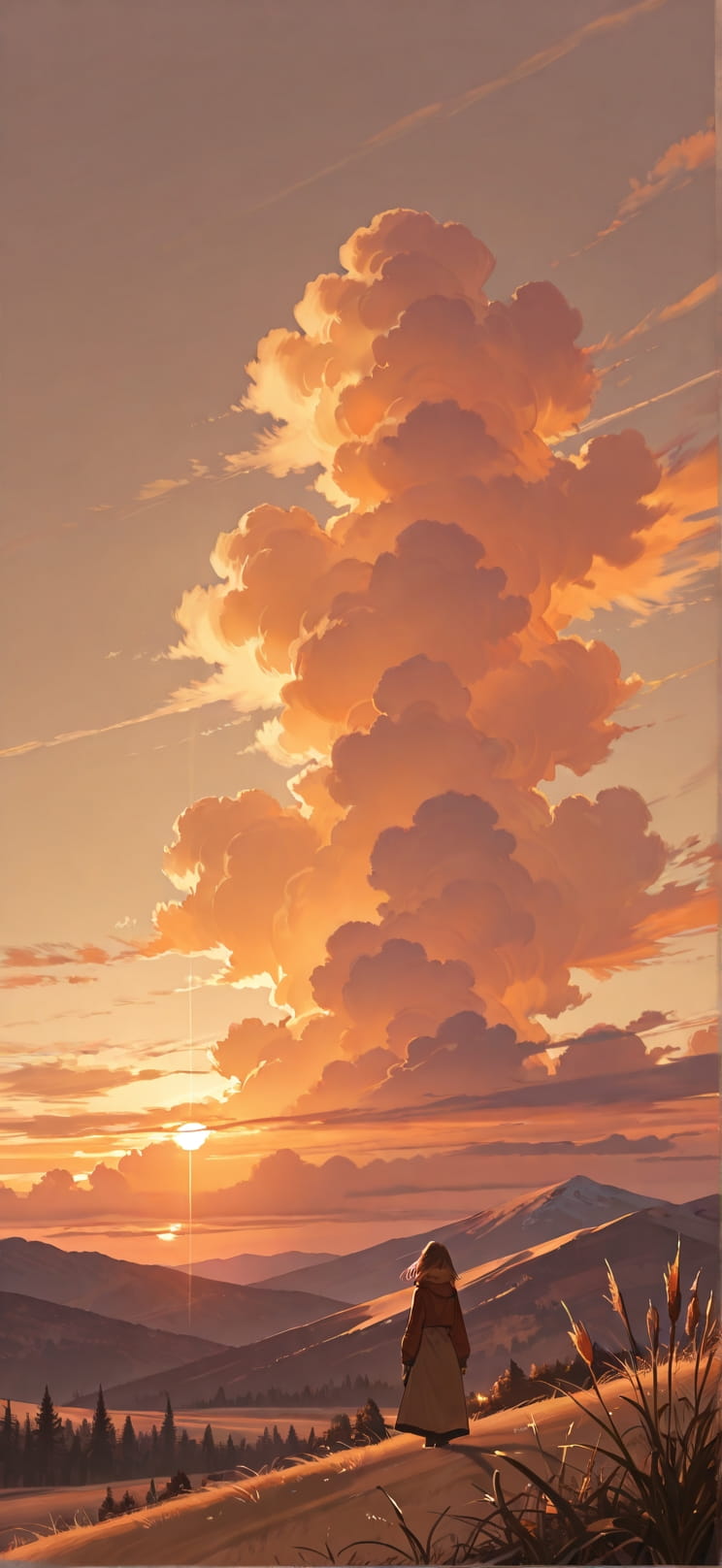 Saffron Brown Sunset Nature Winter mobile wallpaper / スマホ壁紙