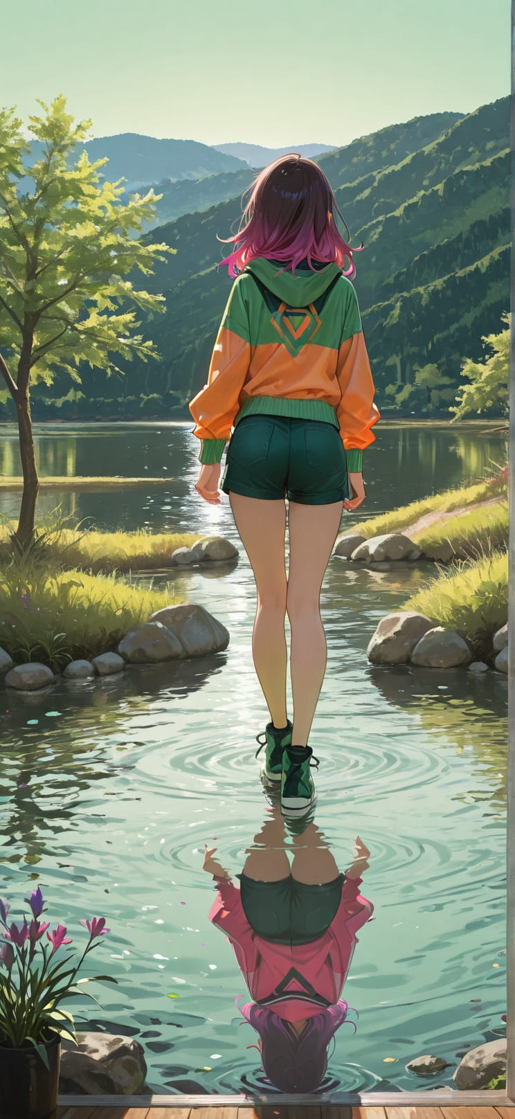 Saffron Green Afternoon Sea Spring mobile wallpaper / スマホ壁紙