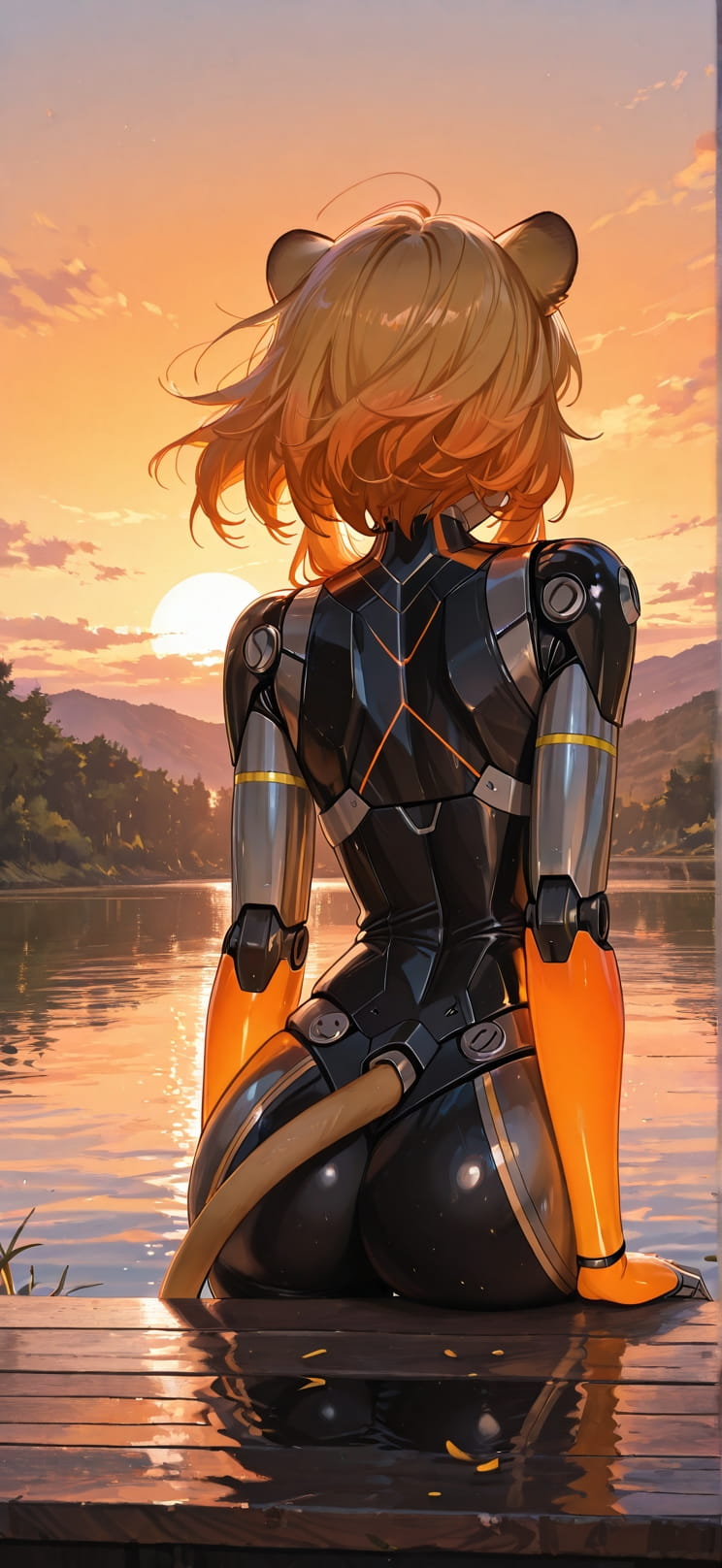 Saffron Orange Afternoon Sea Spring Animal Machine mobile wallpaper / スマホ壁紙