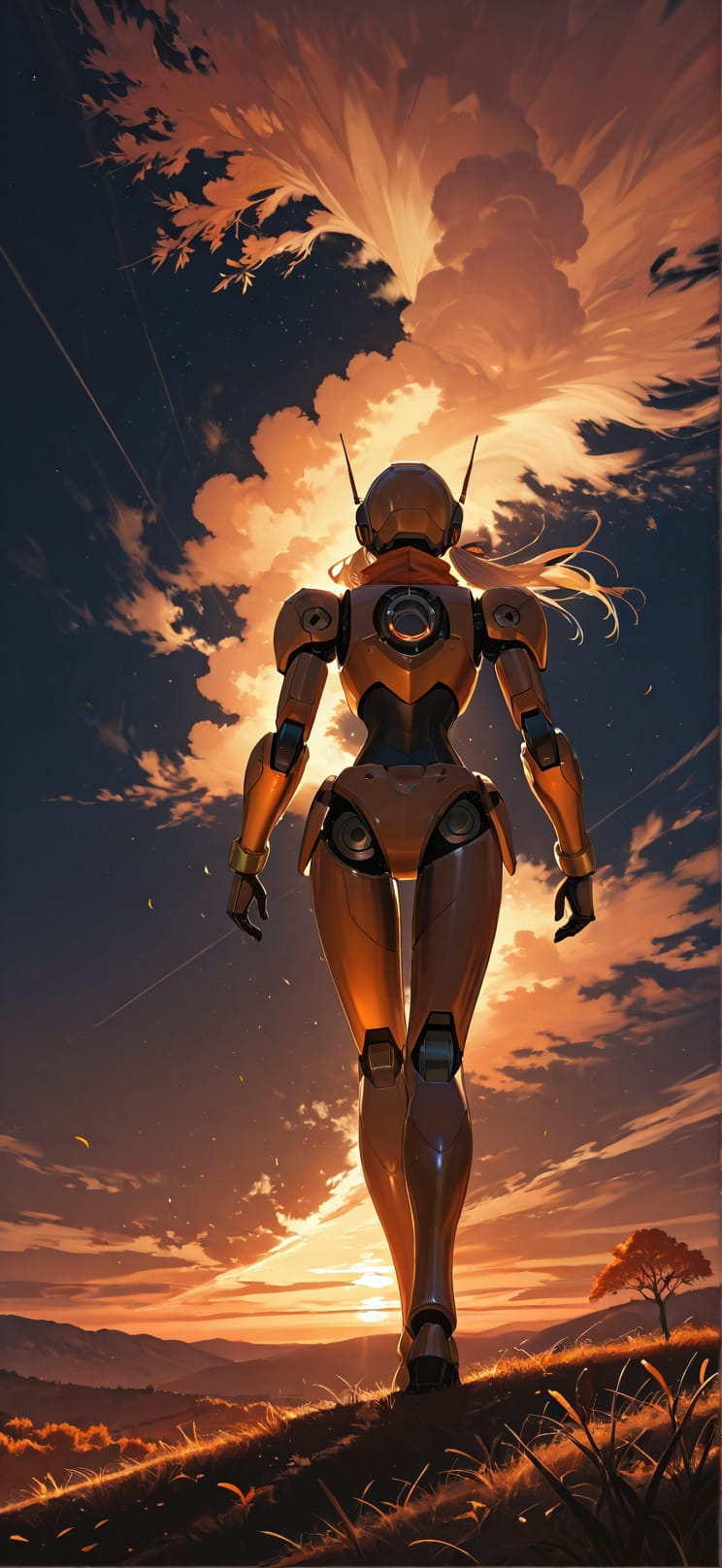 Saffron Orange Night Nature Autumn Machine mobile wallpaper / スマホ壁紙