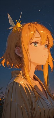 Saffron Orange Night Sky Spring Animal mobile wallpaper / スマホ壁紙