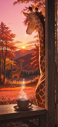 Saffron Pink Sunset Nature Autumn Animal mobile wallpaper / スマホ壁紙