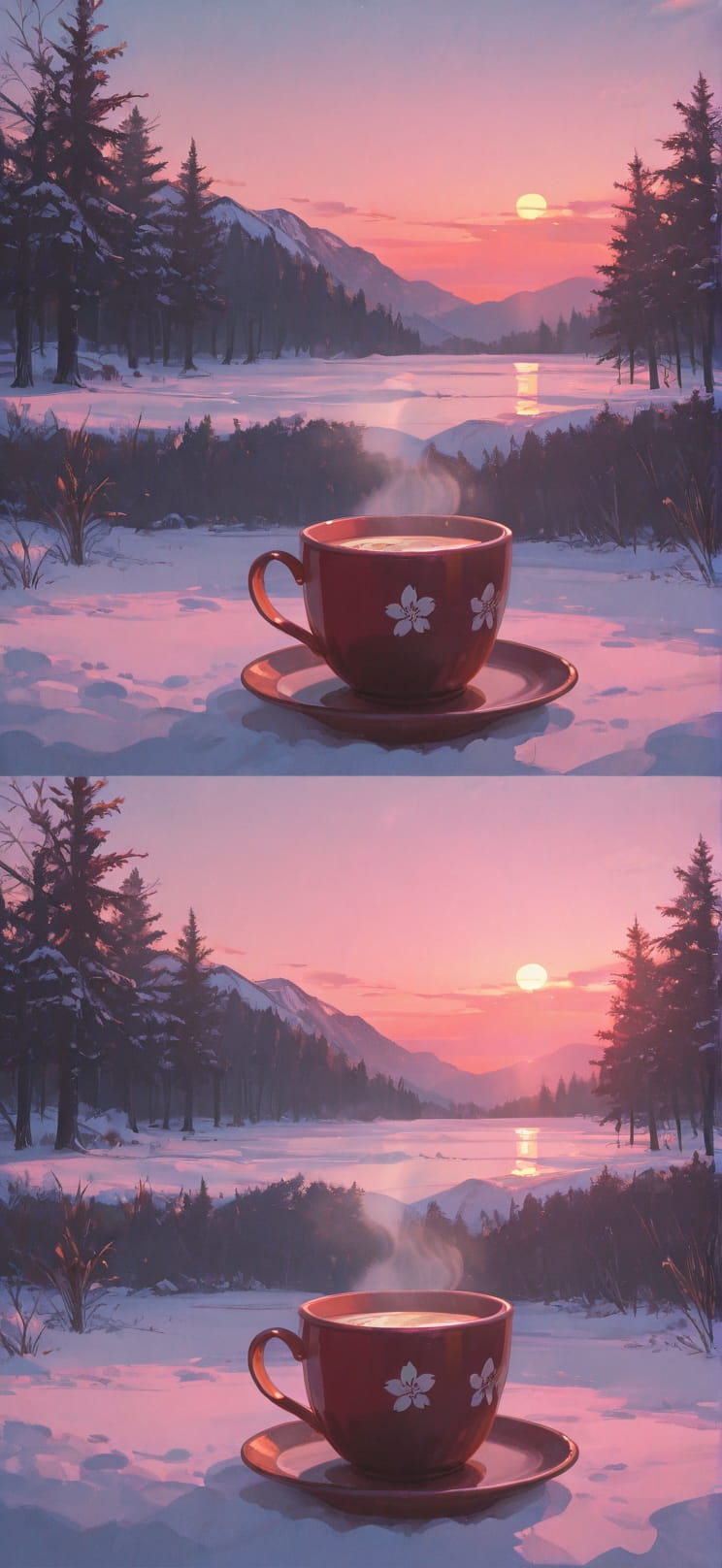 Saffron Pink Sunset Nature Winter mobile wallpaper / スマホ壁紙