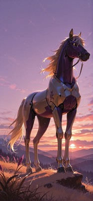 Saffron Purple Sunset Nature Winter Animal Machine mobile wallpaper / スマホ壁紙