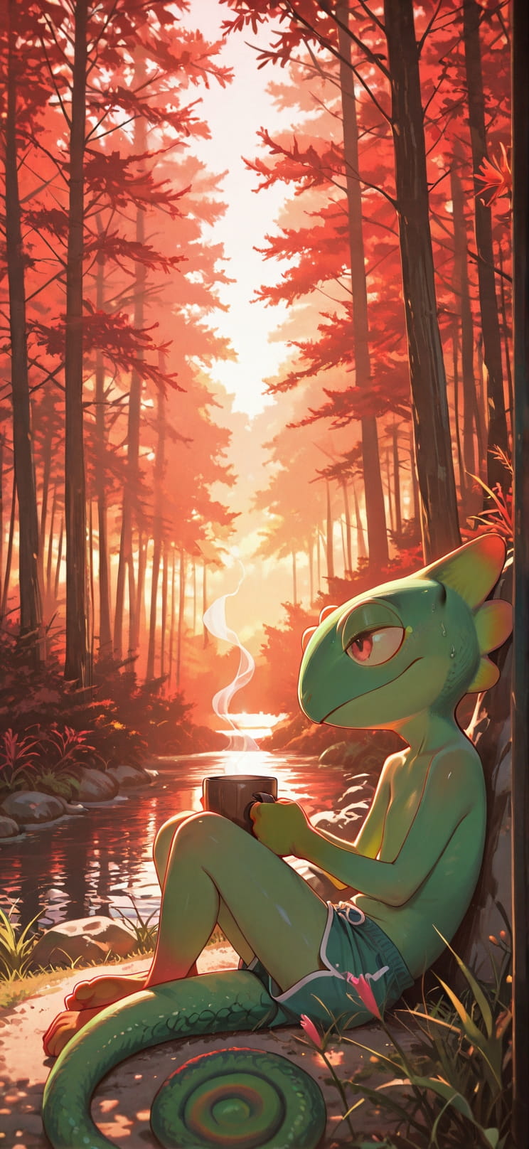 Saffron Red Afternoon Nature Summer Animal mobile wallpaper / スマホ壁紙