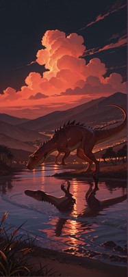 Saffron Red Night Sea Summer Animal Machine mobile wallpaper / スマホ壁紙