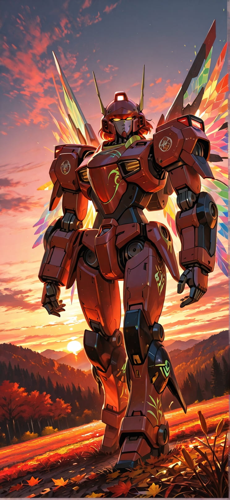 Saffron Red Sunset Nature Autumn Machine mobile wallpaper / スマホ壁紙