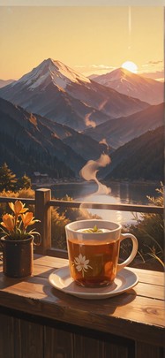 Saffron Yellow Afternoon Mountain Summer mobile wallpaper / スマホ壁紙