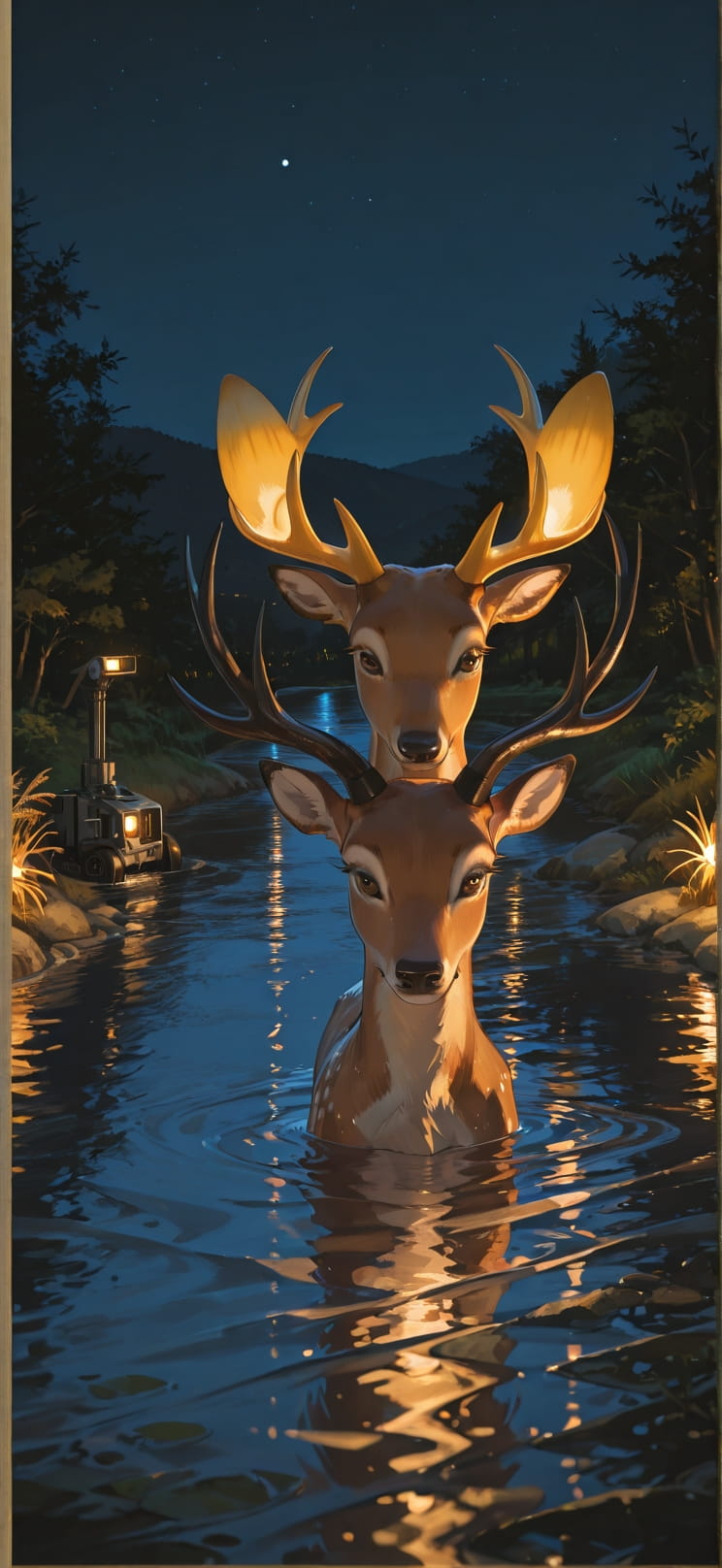 Saffron Yellow Night Sea Summer Animal Machine mobile wallpaper / スマホ壁紙