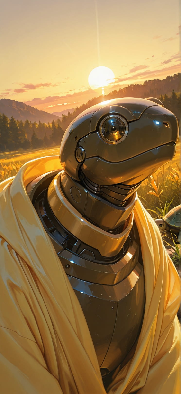 Saffron Yellow Sunset Nature Spring Animal Machine mobile wallpaper / スマホ壁紙