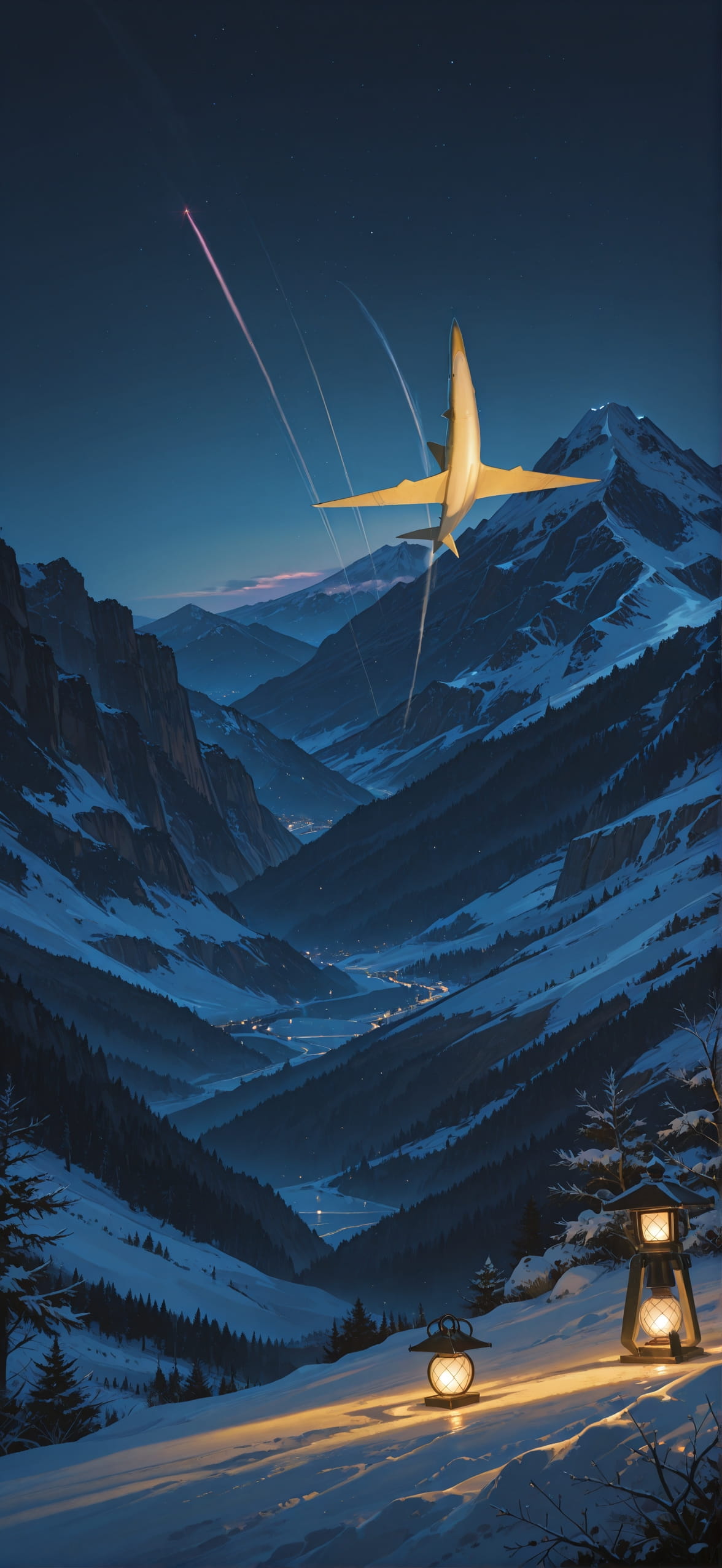 Sakura Yellow Night Mountain Winter Animal Machine mobile wallpaper / スマホ壁紙