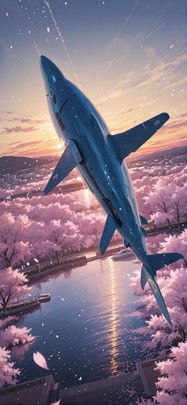 Sakura Yellow Sunset Sky Autumn Animal Machine mobile wallpaper / スマホ壁紙