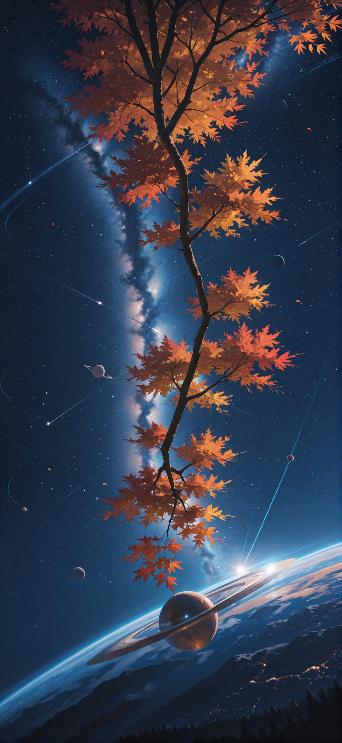 Saturn Blue Afternoon Nature Autumn mobile wallpaper / スマホ壁紙