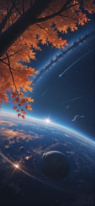 Saturn Blue Afternoon Sky Autumn mobile wallpaper / スマホ壁紙