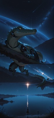 Saturn Blue Night Sea Spring Animal Machine mobile wallpaper / スマホ壁紙