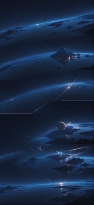Saturn Blue Night Sea Spring Animal mobile wallpaper / スマホ壁紙