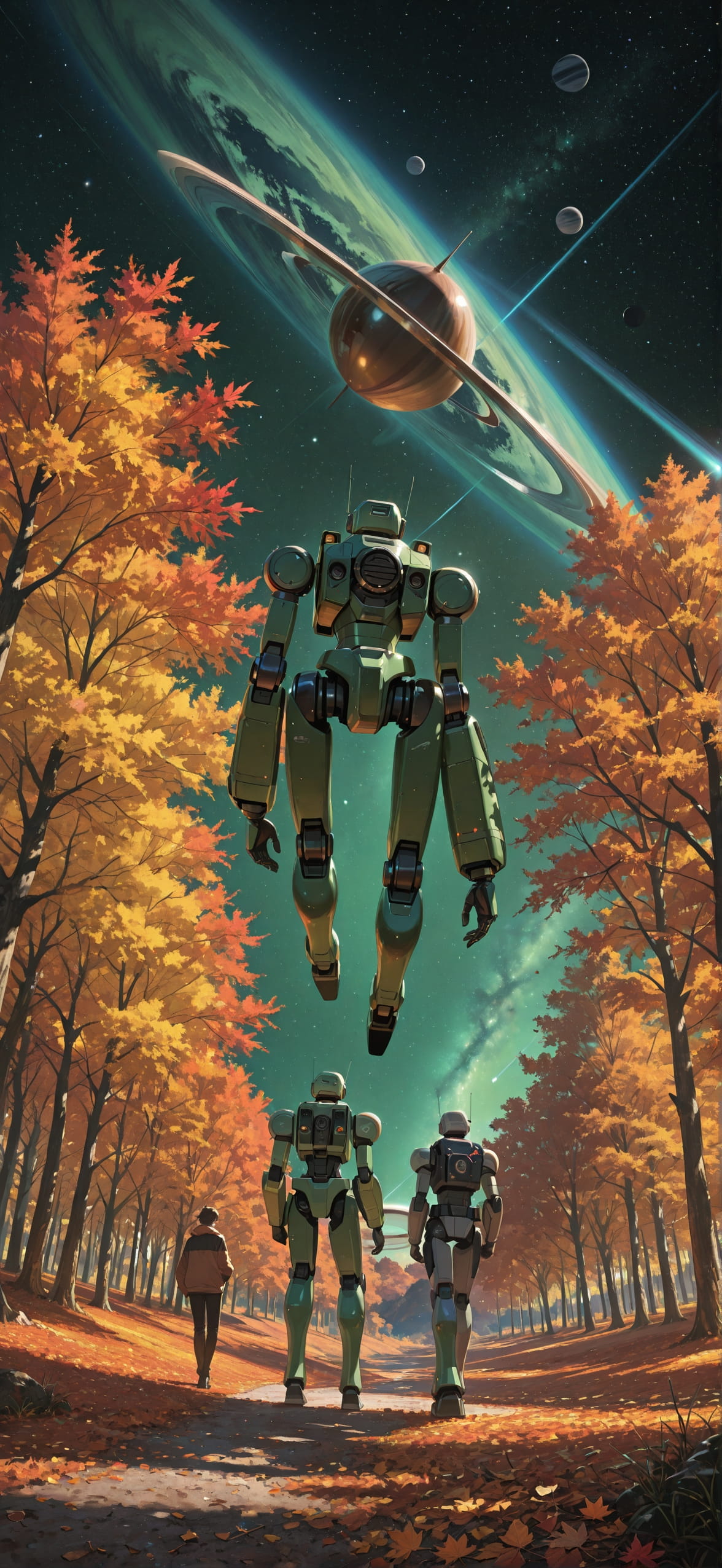 Saturn Green Afternoon Nature Autumn Machine mobile wallpaper / スマホ壁紙