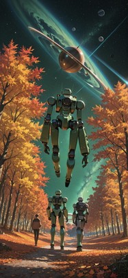 Saturn Green Afternoon Nature Autumn Machine mobile wallpaper / スマホ壁紙