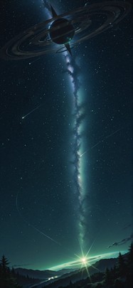 Saturn Green Night Nature Summer mobile wallpaper / スマホ壁紙