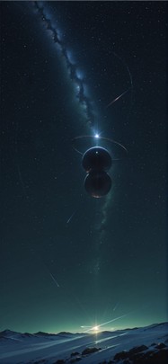 Saturn Green Night Sky Winter mobile wallpaper / スマホ壁紙