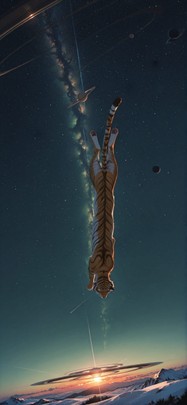 Saturn Green Sunset Sky Winter Animal mobile wallpaper / スマホ壁紙