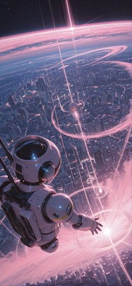 Saturn Pink Afternoon City Spring Machine mobile wallpaper / スマホ壁紙