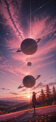Saturn Pink Sunset Nature Autumn mobile wallpaper / スマホ壁紙