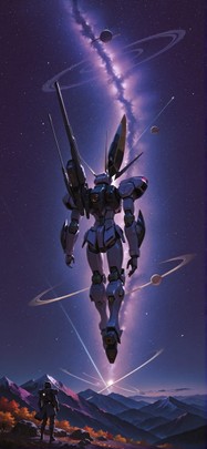 Saturn Purple Night Mountain Autumn Machine mobile wallpaper / スマホ壁紙