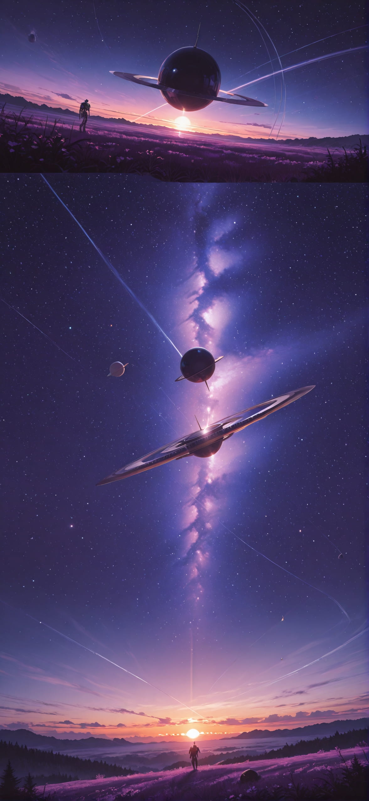 Saturn Purple Sunset Nature Spring Machine mobile wallpaper / スマホ壁紙