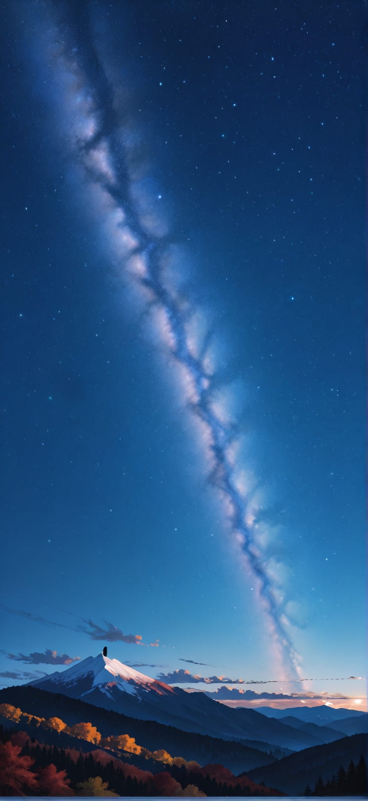 Silhouette Blue Afternoon Nature Autumn mobile wallpaper / スマホ壁紙