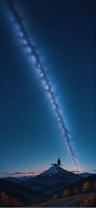 Silhouette Blue Night Nature Autumn Animal Machine mobile wallpaper / スマホ壁紙