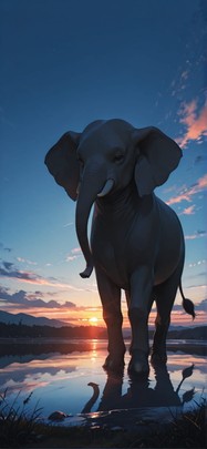 Silhouette Blue Sunset Sea Spring Animal mobile wallpaper / スマホ壁紙