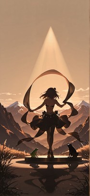 Silhouette Brown Afternoon Mountain Spring Animal mobile wallpaper / スマホ壁紙