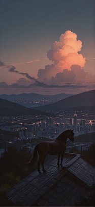 Silhouette Brown Night Nature Spring Animal mobile wallpaper / スマホ壁紙