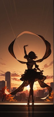 Silhouette Brown Sunset City Autumn mobile wallpaper / スマホ壁紙