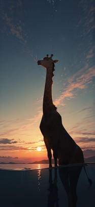 Silhouette Brown Sunset Sea Spring Animal mobile wallpaper / スマホ壁紙