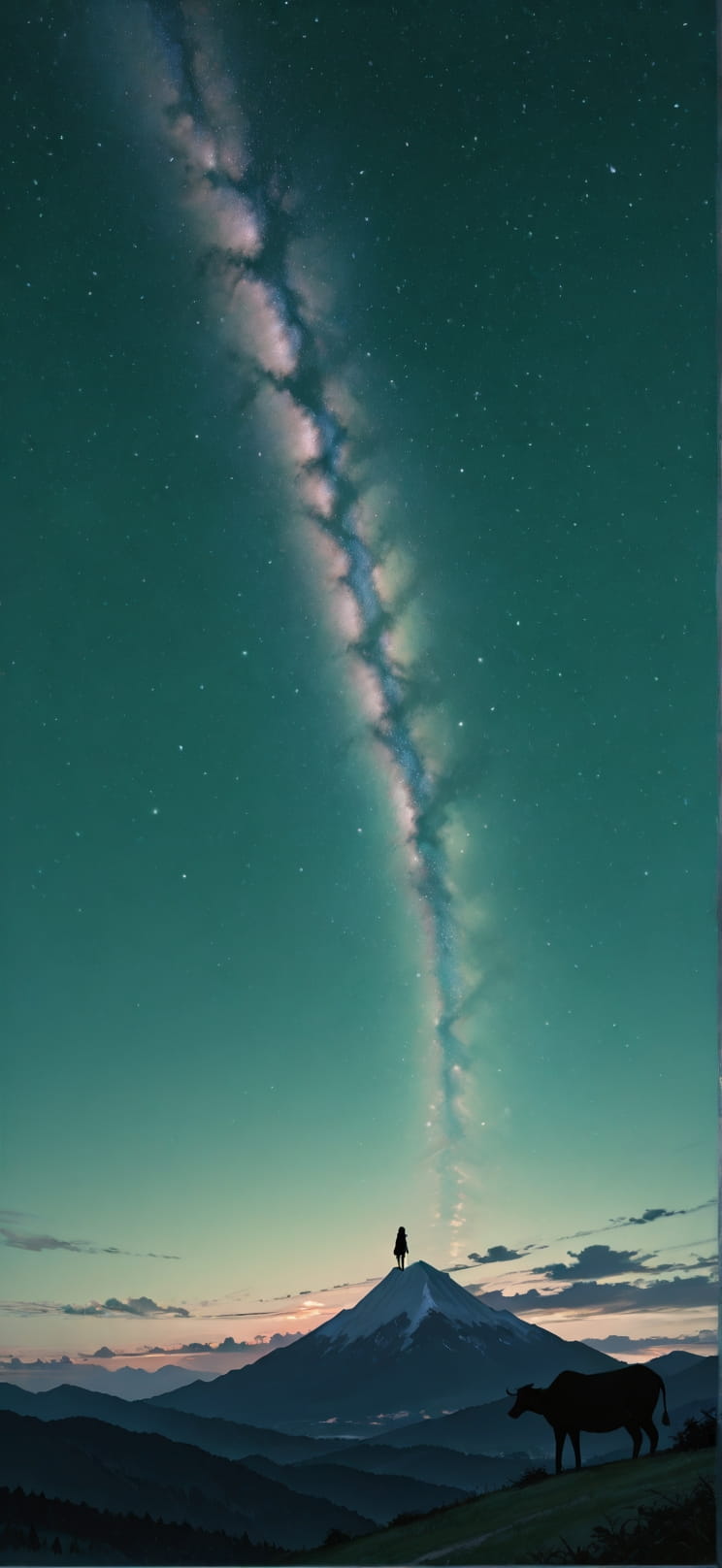 Silhouette Green Afternoon Sky Summer Animal mobile wallpaper / スマホ壁紙