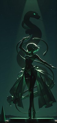 Silhouette Green Night Sky Summer Animal Machine mobile wallpaper / スマホ壁紙