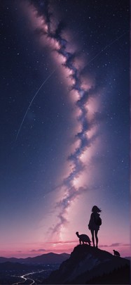 Silhouette Pink Night City Summer Animal mobile wallpaper / スマホ壁紙