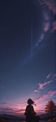 Silhouette Pink Night Sky Autumn mobile wallpaper / スマホ壁紙