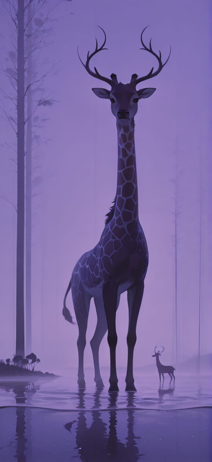 Silhouette Purple Afternoon Sea Summer Animal mobile wallpaper / スマホ壁紙