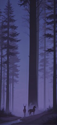 Silhouette Purple Night Sky Summer Animal mobile wallpaper / スマホ壁紙