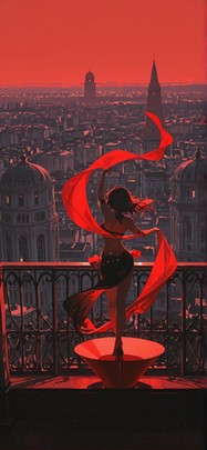 Silhouette Red Afternoon City Summer mobile wallpaper / スマホ壁紙