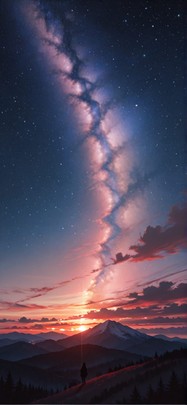 Silhouette Red Sunset Nature Spring mobile wallpaper / スマホ壁紙