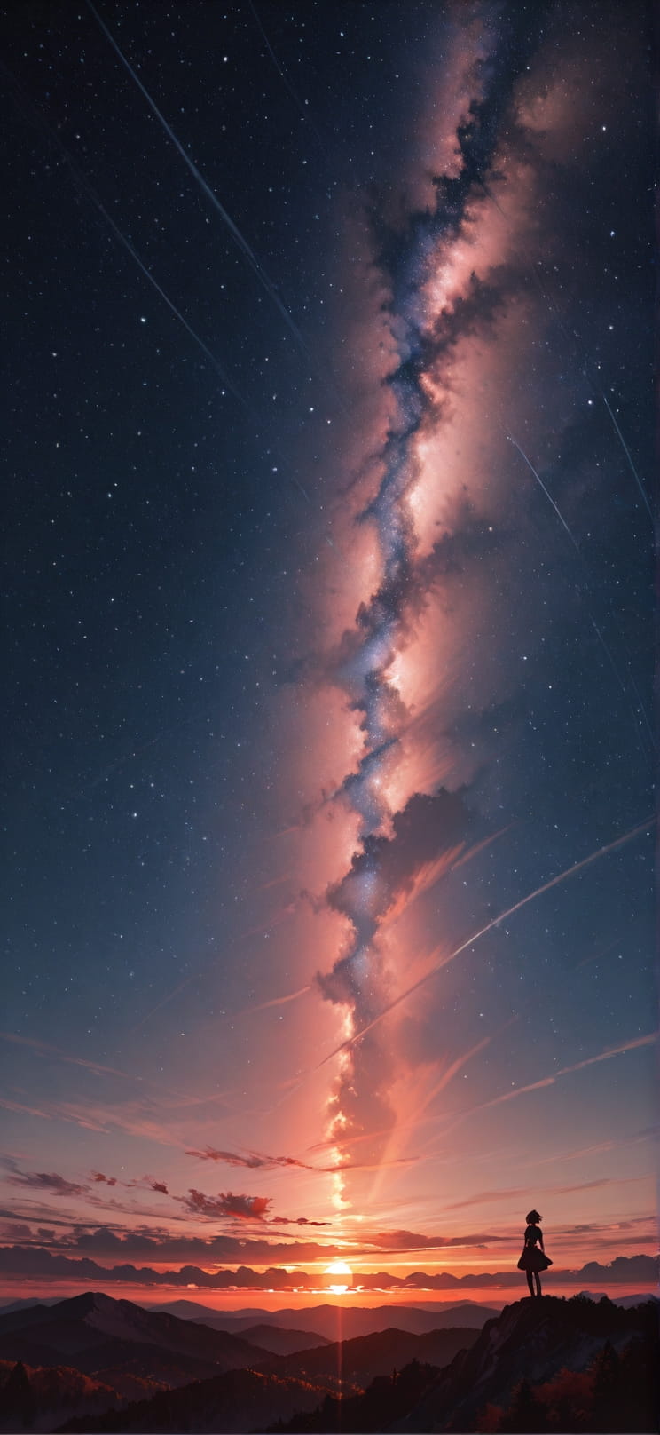 Silhouette Red Sunset Sky Autumn Machine mobile wallpaper / スマホ壁紙