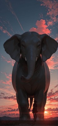 Silhouette Red Sunset Sky Summer Animal mobile wallpaper / スマホ壁紙