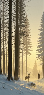 Silhouette Yellow Afternoon Sky Winter mobile wallpaper / スマホ壁紙