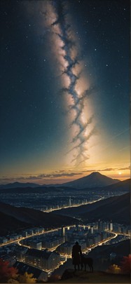 Silhouette Yellow Night City Autumn Animal Machine mobile wallpaper / スマホ壁紙