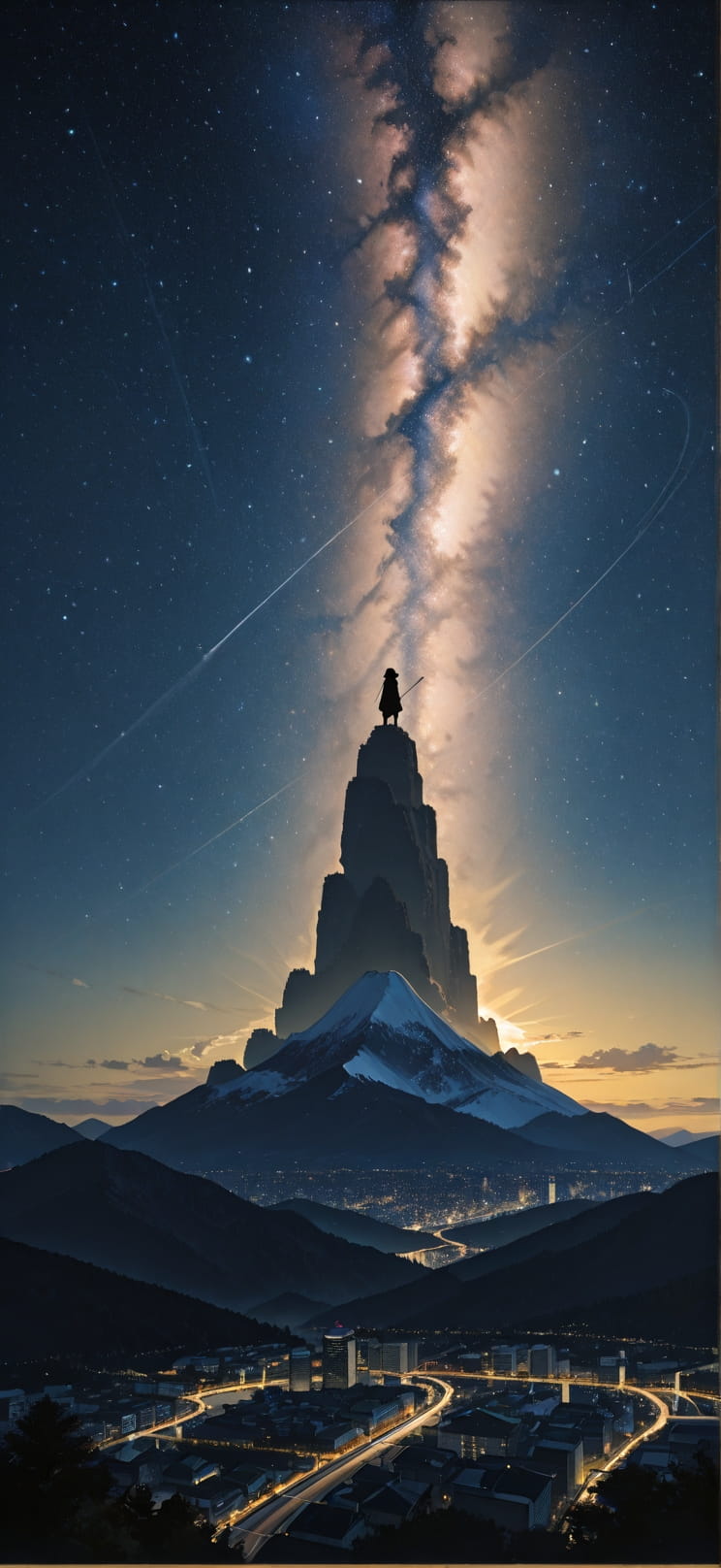 Silhouette Yellow Night City Winter Machine mobile wallpaper / スマホ壁紙