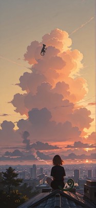 Silhouette Yellow Sunset Nature Summer Animal mobile wallpaper / スマホ壁紙